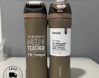 Preschool Teacher Owala 24oz FreeSip Water Bottle, Custom Engraved Name, Personalized Teacher Day Appreciation Gift