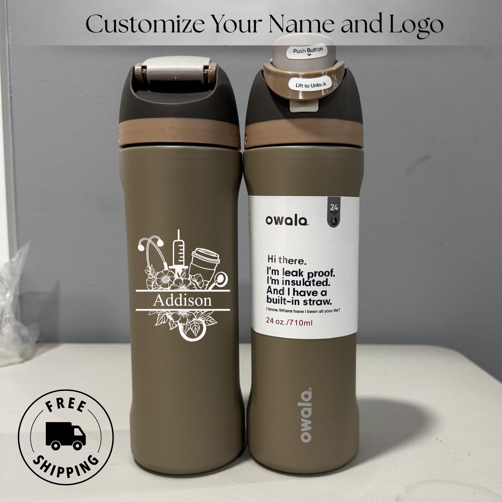 Engraved Stainless Steel Owala 24oz Freesip Water Bottle, Personalized ...
