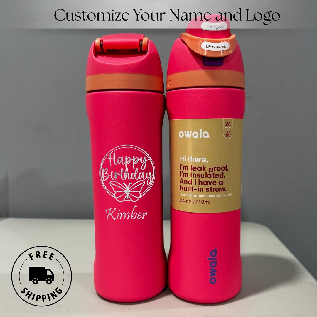 24oz Owala Bottle Freesip, Custom Engraved Water Bottle, Personalized ...