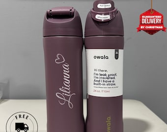 Personalized Owala FreeSip 24oz – Custom Laser Engraved Owala Bottle – Birth Flower Cup, Name Tumbler, valentine day gifts, Bachelorette Cup