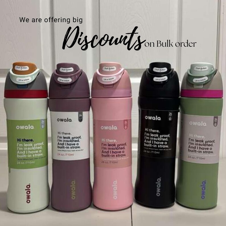 Custom engraved Owala 24oz FreeSip bottle with birth month flower and personalized name, perfect birthday gift for best friend