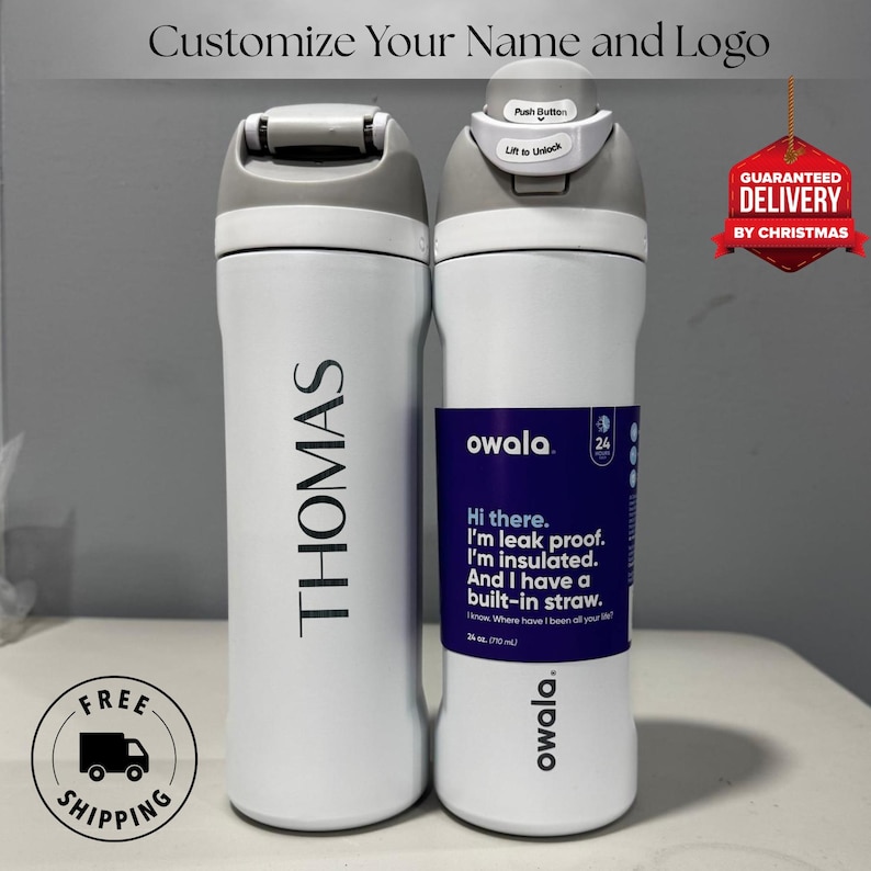 Personalized Owala Water Bottle 24oz Engraved Sports Bottle with Straw and Lid Corporate Gifts Custom Drink Bottle Personalized Name Tumbler