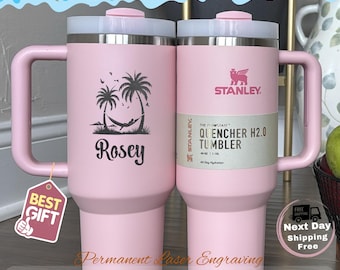Personalized Vacation Tumbler Stanley 40oz | Bridesmaid, Bachelorette Party, Beach Girls Trip Gift, Engraved Name Cup, Cruise Cup