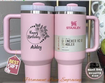 Custom Logo Stanley 40oz Tumbler Laser Engraved | Personalized Travel Mug, Unique Gift for Women, Custom Drinkware