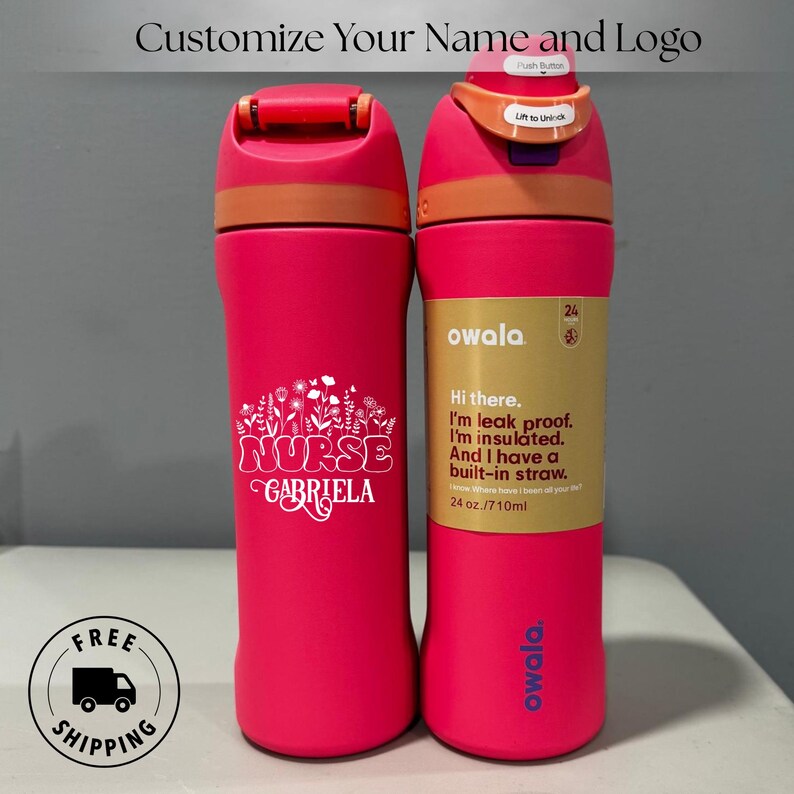 Engraved Owala 24oz Freesip Water Bottle Personalize Nurse Appreciation ...