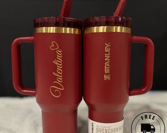 Personalized Stanley Quencher ProTour Flip Straw 40oz | Custom Name or Logo Engraved | Gold Laser Engraved Stanley Cup | Leakproof Lid Gift