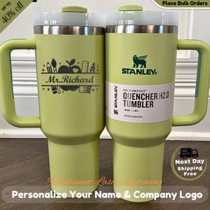 Bulk Personalized Stanley 40oz Teacher Mug, Travel Mug, Floral Apple with Teacher Name, Teacher Gift Personalized, Teacher Appreciation Gift