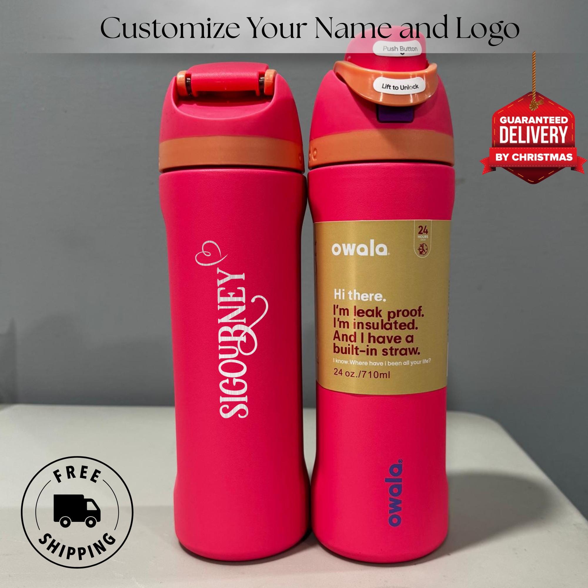 Personalized Owala Water Bottle – Custom Laser Engraved 24oz Insulated ...