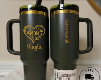Vaso Stanley Quencher ProTour Flip Straw de 1,2 litros (40 oz) grabado con láser / personalizado para mamá / vaso con nombre personalizado para mamá