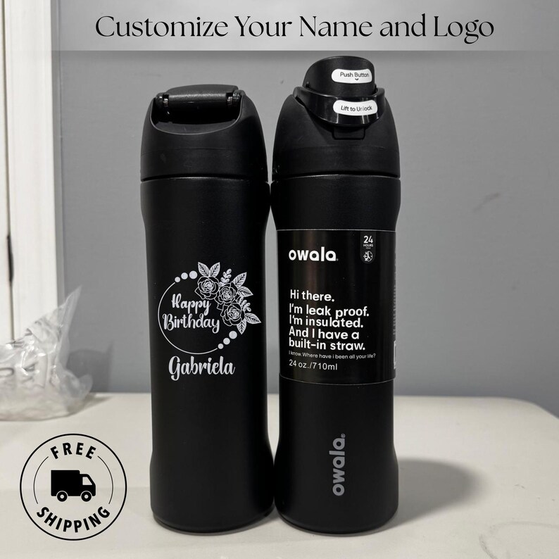 Owala Bottle 24oz, Freesip, Personalized Water Bottle, Custom Engraved ...