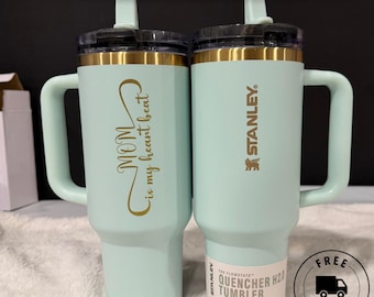Vaso Stanley Quencher ProTour de 1,2 litros con pajita abatible, personalizado con los nombres de los niños, grabado para mamá, regalo para el primer Día de la Madre.