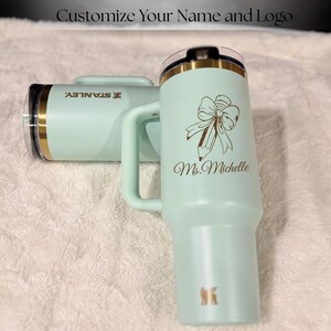 Custom engraved Stanley Quencher 40oz tumbler, personalized teacher or professor cup, gold laser engraved name, end-of-year gift, classroom gift, flip straw tumbler, teacher appreciation, Sir Teacher present