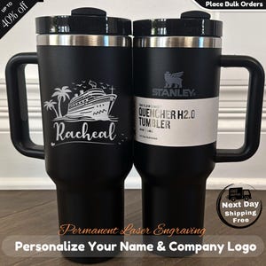 Custom Stanley Tumbler 40oz for Summer Adventures | Personalized with Name & Summer Design | Cruise, Anchor, Tropical Holiday Gift Idea