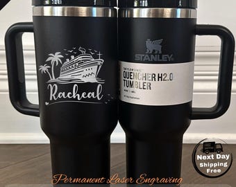 Custom 40oz Stanley Tumbler | Laser Engraved Cruise Design, Personalized Name Insulated Travel Mug, Vacation Gift Cup