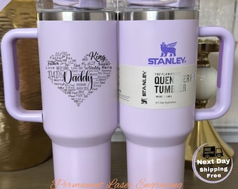 Personalized Stanley Tumbler 40oz, Laser Engraved Stainless Steel Travel Mug, Father's Day Gift