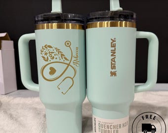 Custom Laser Engraved Stanley Quencher ProTour Flip Straw 40oz | Personalized Nurse RN Doctor Gift | Hospital Medical Staff Tumbler