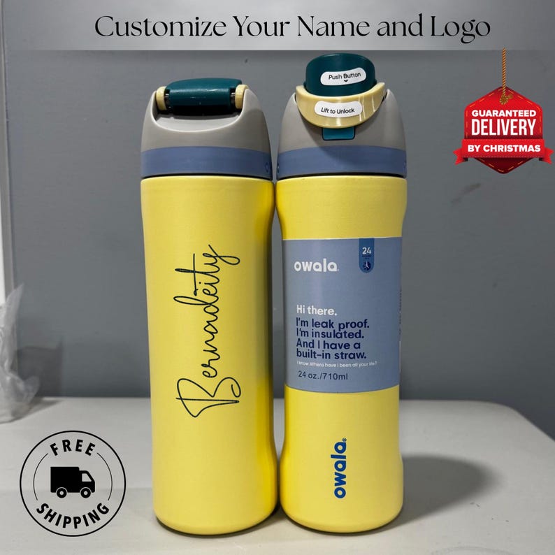 Personalized Owala Water Bottle 24oz Engraved Sports Bottle with Straw and Lid Corporate Gifts Custom Drink Bottle Personalized Name Tumbler
