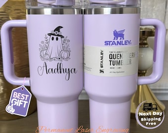 Vaso Stanley de 40 oz grabado / Diseño gótico y espeluznante de Halloween