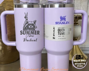 Custom Stanley 40oz Tumbler | Engraved Vacation Design, Personalized Name Stainless Steel Insulated Travel Mug, Beach Gift Cup