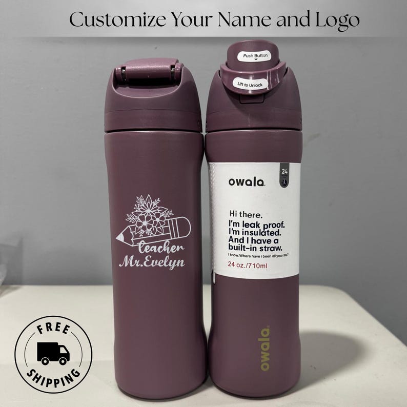 Custom Engraved Owala 24oz Freesip Water Bottle, Personalized Mentor ...