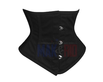 Women Girl Party Steel Boned Satin Short Underbust Waspie Waist Cincher Hourglass Training Lacing  Body Shaper Corset Belt C8419C