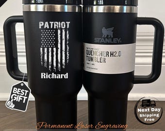 Engraved Patriotic Stanley Tumbler 40oz: Custom 4th of July Gift