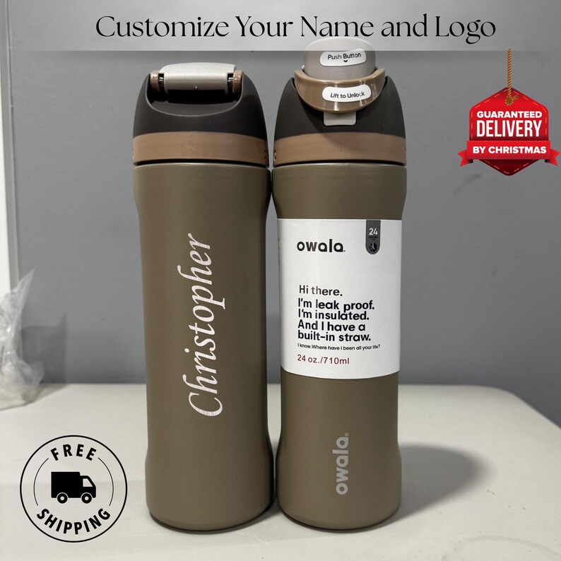 Personalized Owala Water Bottle 24oz Engraved Sports Bottle with Straw and Lid Corporate Gifts Custom Drink Bottle Personalized Name Tumbler