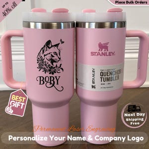 Cat Engraved Stanley Tumbler | Personalized 40 oz Stainless Steel Mug