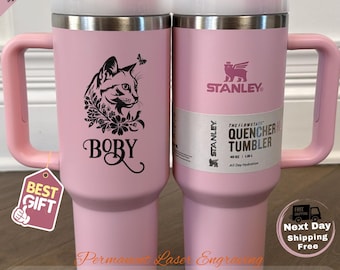 Copo térmico Stanley com gravação de gato | Caneca personalizada de aço inoxidável de 1,18 litro