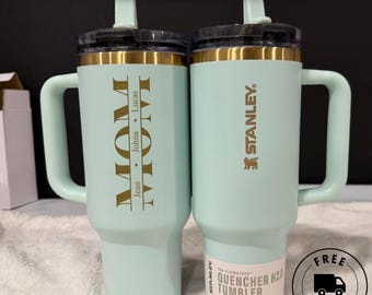 Mother Day Gift Personalized Stanley Quencher 40oz ProTour Flip Straw Laser Engraved Tumbler | Mom Grandma Dad Custom Cup