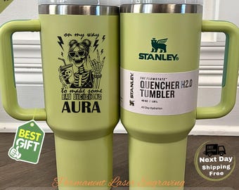 Skulls & Butterflies Engraved Stanley Tumbler | Gothic Halloween