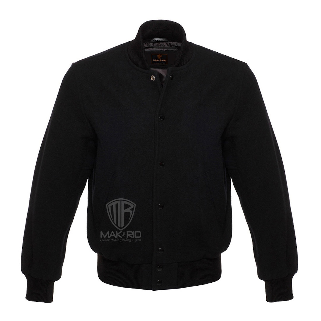 Black Letterman Jacket Varsity Jacket Baseball Bomber School Etsy