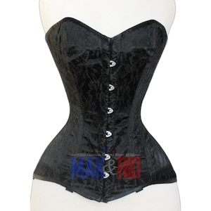 Heavy Duty Steel Boned Overbust Waist Trainer Brocade Corset, Body Shaper Corset, Gothic Steampunk Corset, Black Corset