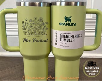 Vaso Stanley Quencher personalizado de 40 oz con grabado láser personalizado / Regalo para profesor, maestro, agradecimiento por graduación, fin de año