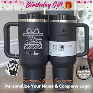 Personalisierte Laser gravierte Stanley Tumbler: Edelstahl Reisebecher mit individuellem Logo