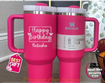 Vaso Stanley personalizado de 40 oz, taza de viaje de acero inoxidable grabada con láser