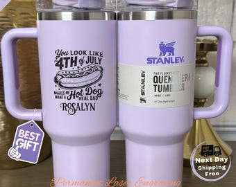 Personalized 4th July Stanley Tumbler 40oz: Engraved Patriotic Gift
