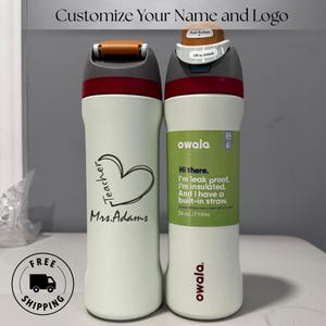 Engraved Owala 24oz FreeSip water bottle personalized with worlds best teacher name. Custom laser engraved. Ideal heartfelt teacher day appreciation gift for school and preschool teachers.