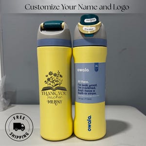 Personalized engraved Owala 24oz FreeSip water bottle for best teacher. Custom name laser engraved. Ideal teacher day gift and teacher appreciation present for school teachers.