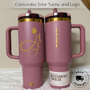 Stanley Quencher ProTour Flip Straw 40oz personalized laser engraved tumbler, ICU ER nurse gift, RN healthcare worker appreciation cup, Stanley Quencher ProTour Flip Straw 40oz Personalized Laser Engraved | ICU ER Nurse Gift | RN Healthcare Worker Medical Staff Cup