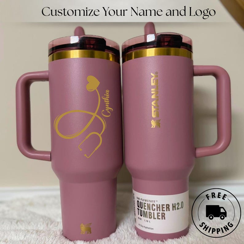 Stanley Quencher ProTour Flip Straw 40oz personalized laser engraved tumbler, ICU ER nurse gift, RN healthcare worker appreciation cup, Stanley Quencher ProTour Flip Straw 40oz Personalized Laser Engraved | ICU ER Nurse Gift | RN Healthcare Worker Medical Staff Cup