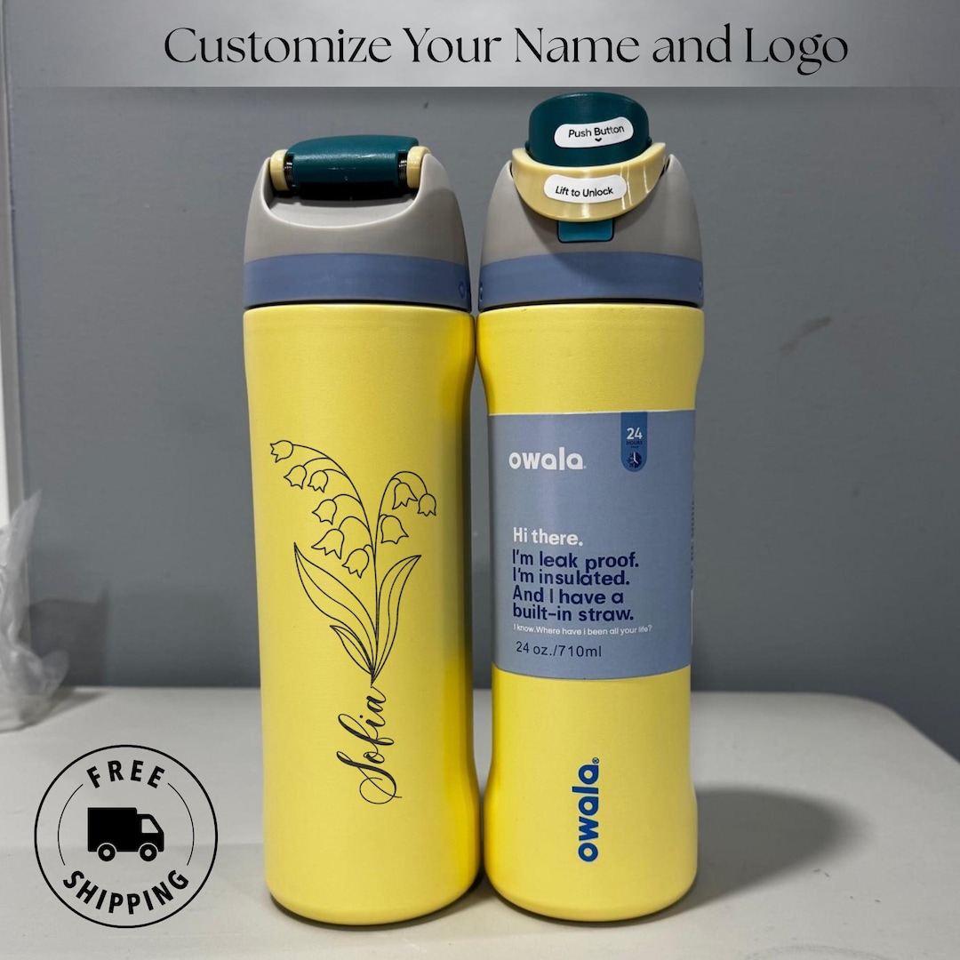 Freesip Owala 24oz Bottle, Personalized Birth Month Flower Water Bottle ...