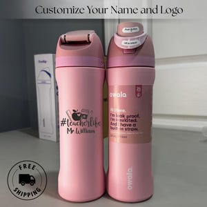Custom engraved Owala 24oz FreeSip water bottle personalized with new teacher name. Laser engraved custom name. Ideal thoughtful teacher day appreciation gift for first year and new school teachers.