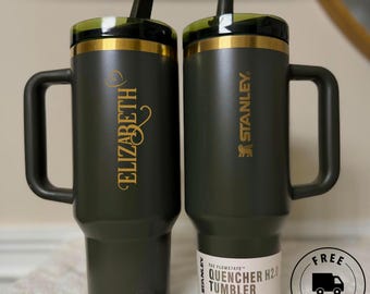 Personalized Stanley Quencher ProTour Flip Straw 40oz | Custom Name or Logo Engraved | Gold Laser Engraved Stanley Cup