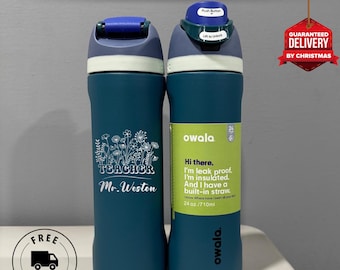 Personalized Owala FreeSip 24oz Water Bottle – Custom Engraved Teacher Gift – Teacher Appreciation, Back to School, Insulated Tumbler