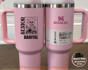 Custom Logo Stanley 40oz Tumbler Graduation Gift | Engraved School Name Cup, Personalized Class of 2026, College University Senior Mug