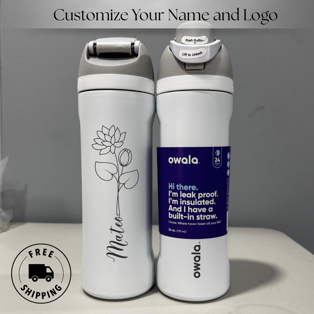 Freesip Owala Bottle 24oz, Personalized Name Water Bottle With Birth ...