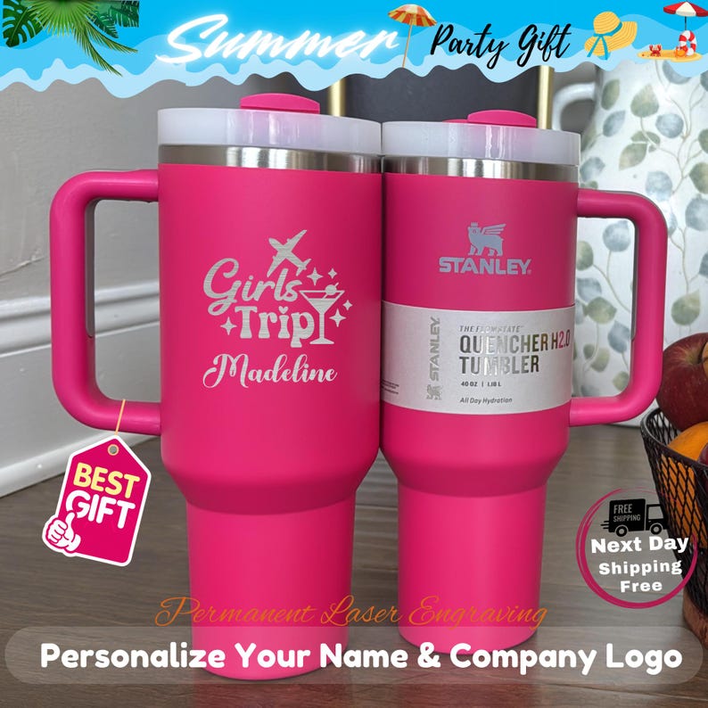 Personalized Vacation Tumbler With Handle Custom Vacation Tumbler Beach Tumbler 40oz Vacation Gifts For Family Vacation Beach Tumblers Gifts