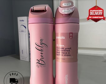 Personalized Owala FreeSip Water Bottle 24 oz, Engraved Insulated Bottle, Custom Stainless Steel, Leak-Proof Hydration Gift for Him or Her