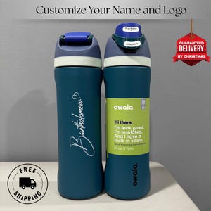 Personalized Owala Water Bottle 24oz Engraved Sports Bottle with Straw and Lid Corporate Gifts Custom Drink Bottle Personalized Name Tumbler